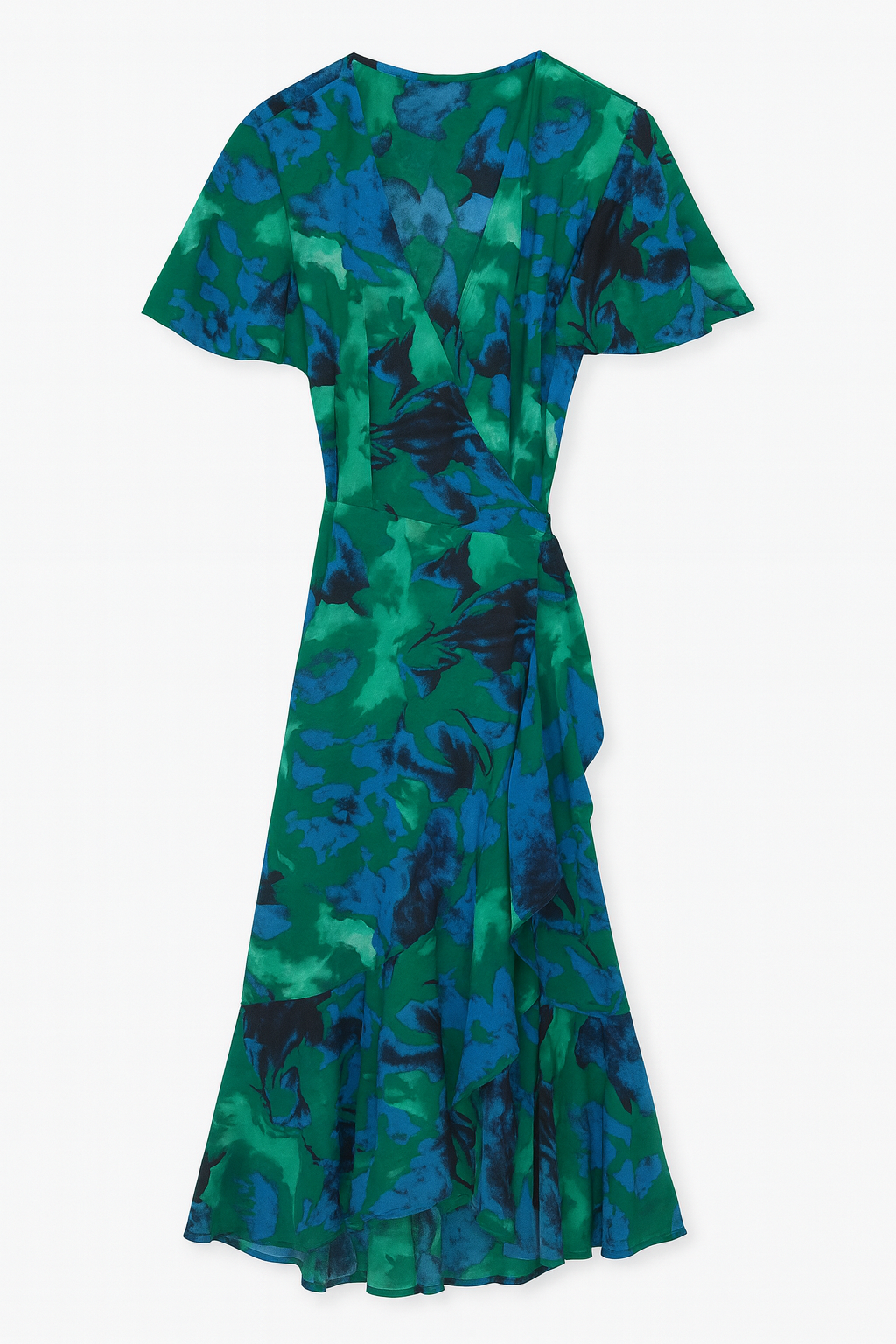 Emerald &amp; Blue Floral Wrap Dress 💙💚
