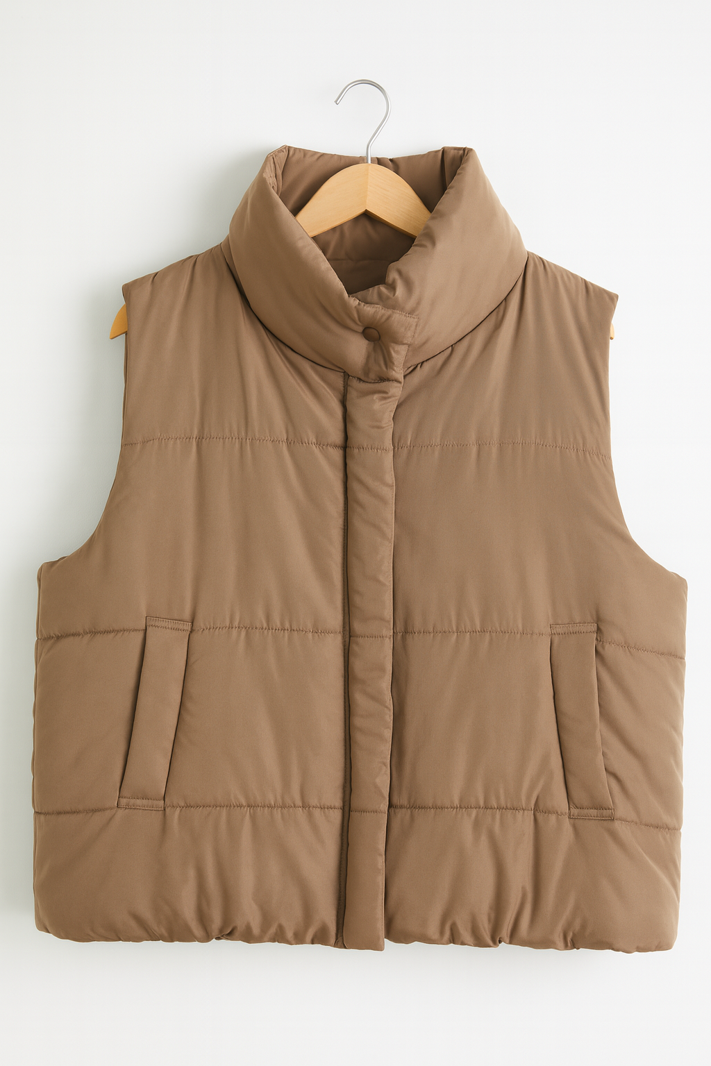 Solid zip up puffer vest