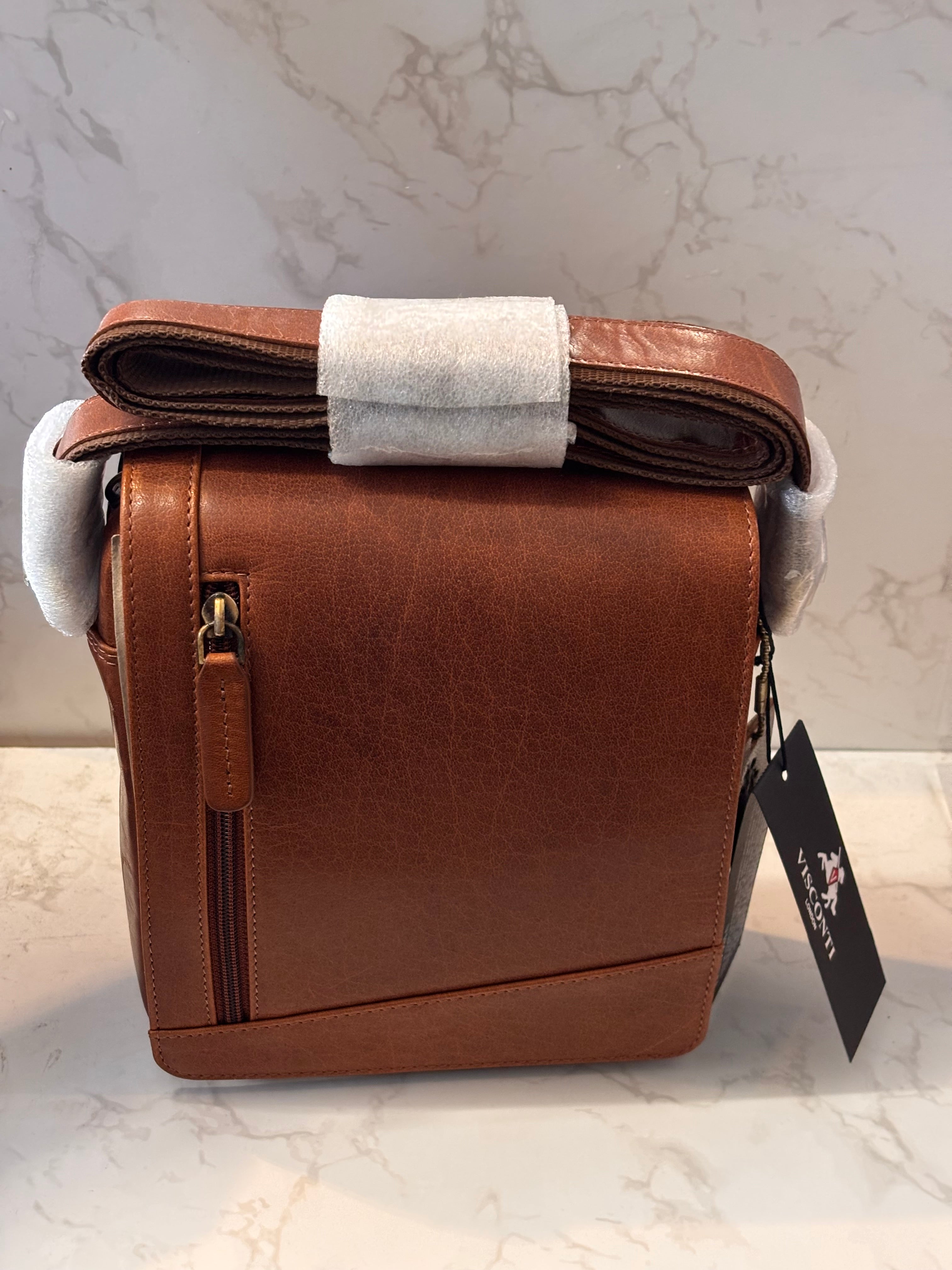 Visconti Brown Leather Crossbody Bag – Classic Men’s Shoulder Bag