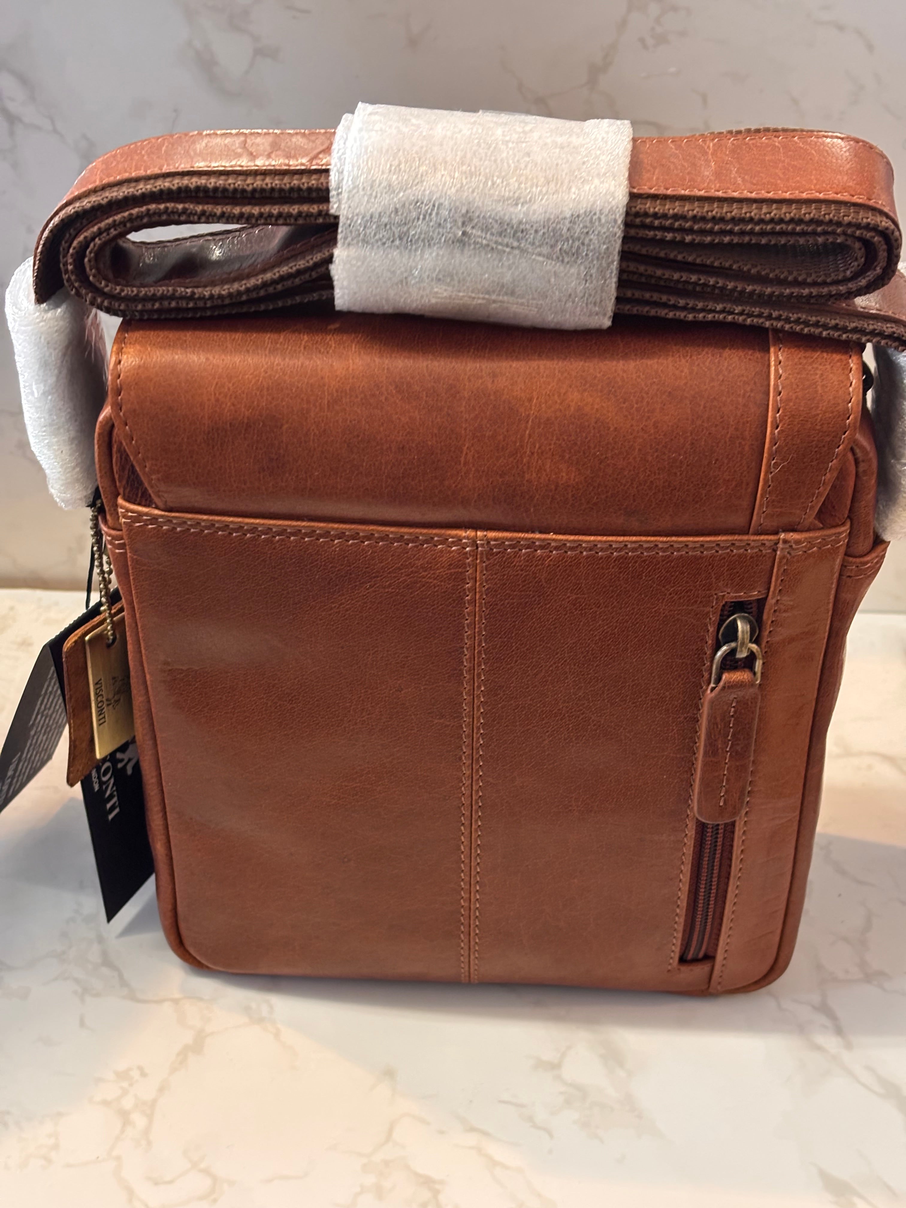 Visconti Brown Leather Crossbody Bag – Classic Men’s Shoulder Bag