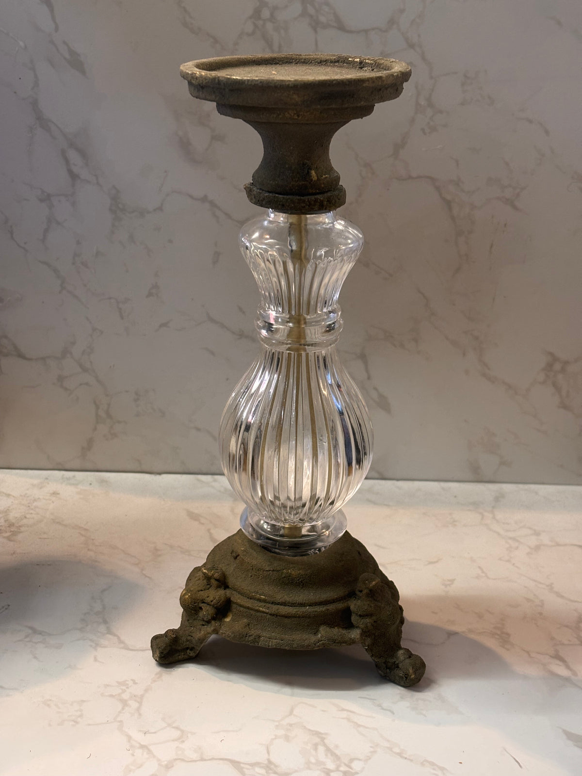 🕯️ Elegant Glass &amp; Iron Candle Holder 🕯️